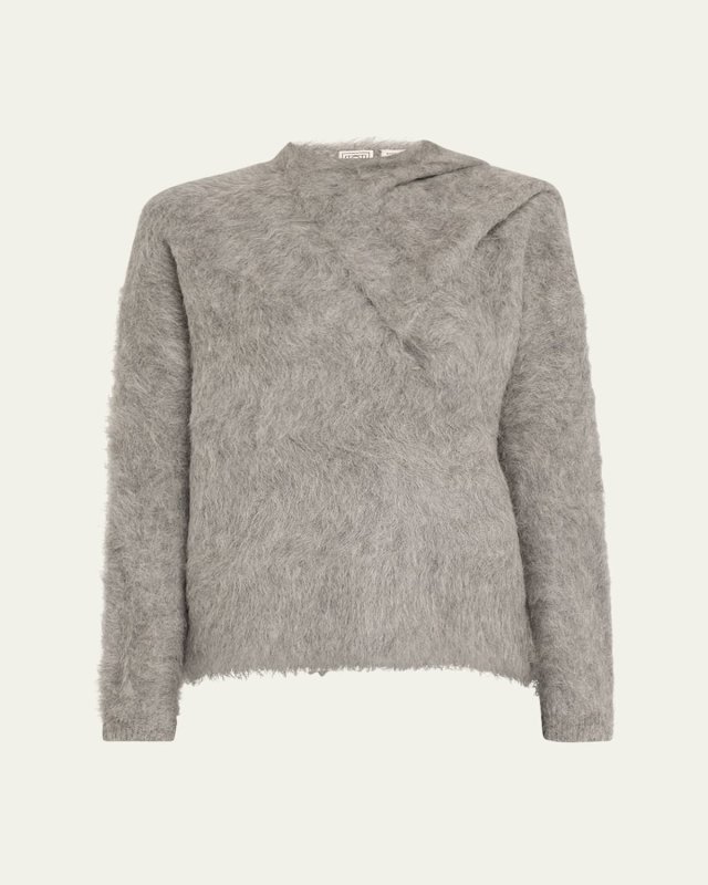 Alpaca Knit Draped Scarf Sweater